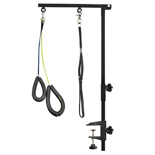 ORGPET Foldable Dog Grooming Arm - Adjustable 35 inch Pet Grooming Tool with Clamp, Loop Noose, No Sit Haunch Holder for Medium & Small Pets (Black 1 Clamp)