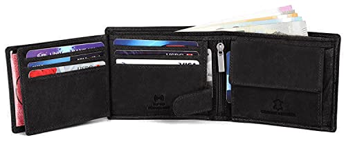 WildHorn RFID Protected Leather Wallet for Men, Black