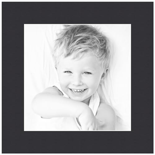 8x8 Smooth Black/Black Custom Mat for Picture Frame with 4x4 Opening Size (Mat Only, Frame NOT Included) - 6 Pack