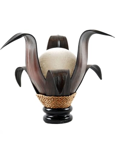 Lampada fiore aperta in foglie di cocco, mogano e giunco di mare, colore: marrone