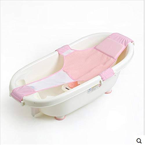 Image of SYGA New Baby Bathtub Mesh Seat Support Sling Net Infant Bath Blue Tub Hammock(Pink)