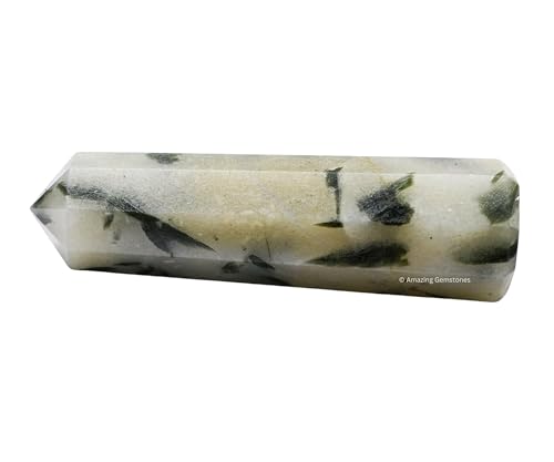 Image of Amazing Gemstone Green Tourmaline in Quartz Crystal Towers - Natural Healing Crystal Point Obelisk for Reiki Healing and Crystal Grid (2 inch to 3 inch INCH)