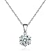 Produktbild HLARK 925 Sterling Silber Anhänger Halskette für Frauen 6 Prong Set Zirkonia Schmuck Geschenke 45cm Kette