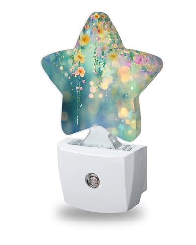 Image of Night Light,Abstract Flowers Night Lights Plug into Wall Spring Floral Decorations for Bedroom Bathroom,Dusk to Dawn Sensor Kitchen Hallway Stairs Energy Efficient Desk Lamp
