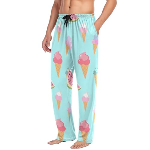 Men's Pajama Pants Colorful Ice-cream Cones Sleep Pajama Lounge Pant with Pockets, Elastic Waistband4
