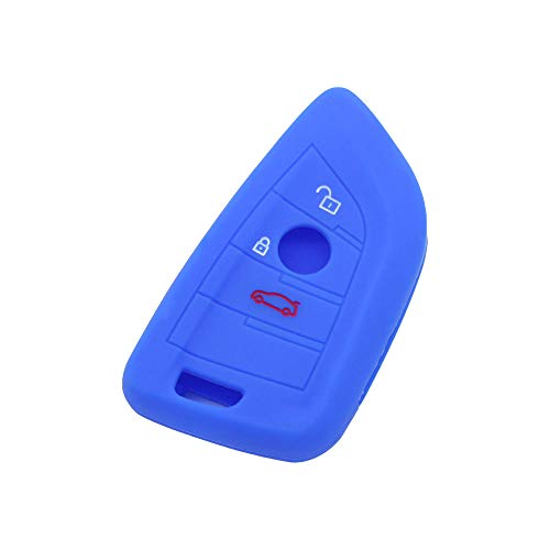 BROVACS Silicone Cover Protector Case Holder Skin Jacket Compatible with BMW X5 X6 X1 5 7 Series 3 Button Smart Remote Key Fob CV9906 Deep Blue