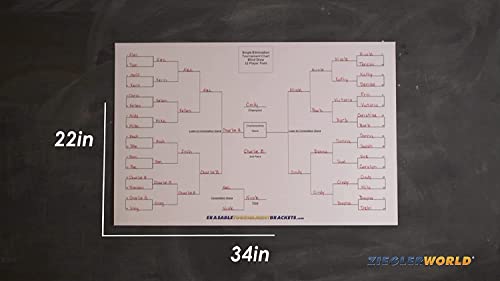 Cornhole 32 Player Erasable Blind Draw Double Elimination Tournament Bracket Chart