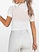ANRABESS Womens Summer Sexy Mock Turtle Neck Short Sleeve Tops Sheer Mesh Shirts Slim Blouse Trendy Ruched Going Out Outfits White-L