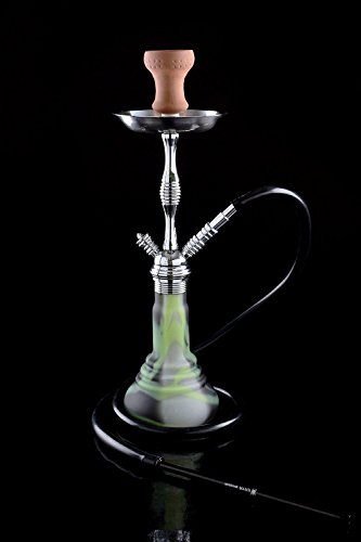 Keyif PN 480 Edition Frosted Earthquake Chrome Shisha Hookah 50 cm and Silicone Hose Approximately 150 cm