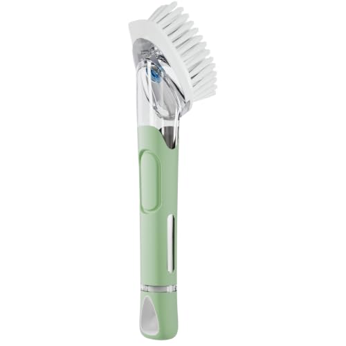 Image of RIMAY Dish Brush with Soap Dispenser Dish Washing Brush with Handle | Soap Dispensing Dish Brush, Soap Brush for Kitchen Sink, Dish Wand Kitchen Brushes for Dishes /Pans /Pots /Sink (Green)