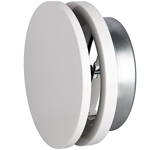 DOMUX Bouche d'aération ventilation réglable ronde Ø 125 mm DN125 + bague - Extraction & insufflation - Inox anti-rouille pour conduit gaine VMC hotte...