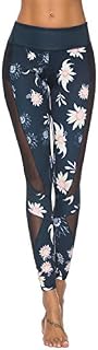 Mint Lilac Women's High Waist Printed Workout Yoga Leggings Athletic Tummy Control Casual