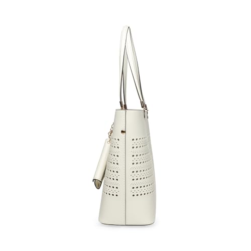 Bolso tote perforado Anne Klein con estuche de paja miniatura 4