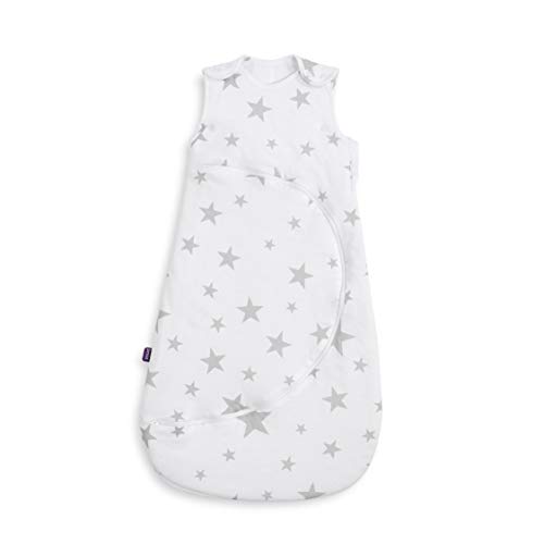 Snuz Baby Sleeping Bag with Nappy Zip - For Easy Nappy Changes, Super Soft Cotton Sleeping Bags with Perfect Fit Poppers, Meets British Safety Standard, Grey Star, 2.5 Tog 0-6M