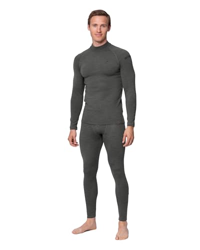 DANISH ENDURANCE Completo Termico Uomo in Lana Merino, per il Freddo Estremo, Maglia Termica Invernale, Grigio Scuro, XXL