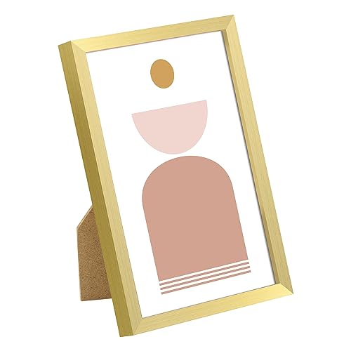 Image of upsimples 4x6 Picture Frame Set of 3, Made of High Definition Glass for 4 x 6 Gold Frames, Wall and Tabletop Display Thin Border Photo Frame for Home Decor (Pack of 3)