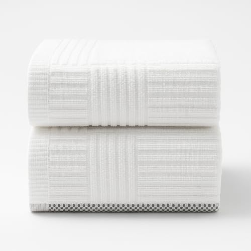Image of 100% Cotton Multi-Purpose Kitchen Cleaning Cloth - Wet & Dry Use - 18 x 28 Inches (Set of 2) - Solid White Towel for Mopping, Dusting, and General Cleaning
