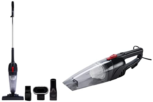 Image of AGARO Regal Handheld Vacuum Cleaner, Lightweight & Durable Body, Small /Mini Size(Black) & Regal Plus Upright Vacuum Cleaner, 2-in-1, Handheld &Stick for Home & Office Use, 800 Watts, Home Use, Combo