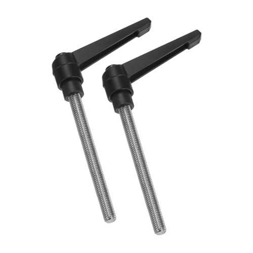 Image of uxcell 2pcs Clamping Lever Handles, M8 x 80mm 304 Stainless Steel Threaded Male Stud, Adjustable Handles Locking Quick Release Ratchet Push Button Bolt Knobs, Black