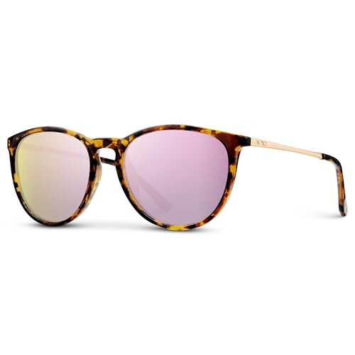 Image of WearMe Pro Round Polarized Sunglasses for Women - UV400 Protection, Lightweight Frame, Vintage Retro Style