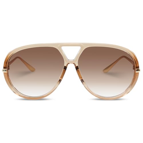 Retro Polarized Aviator Sunglasses for Women Men Oversized Classic 70s Trendy Square Sun Glasses Vintage Shades - Main Image