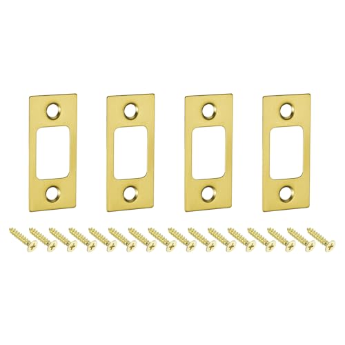 Placas de cerradura de puerta de 57 mm uxcell doradas para repuesto y refuerzo de marco 2