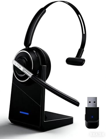 PrancyBt Wireless Headset, Bluetooth Headset with AI Noise Cancel...