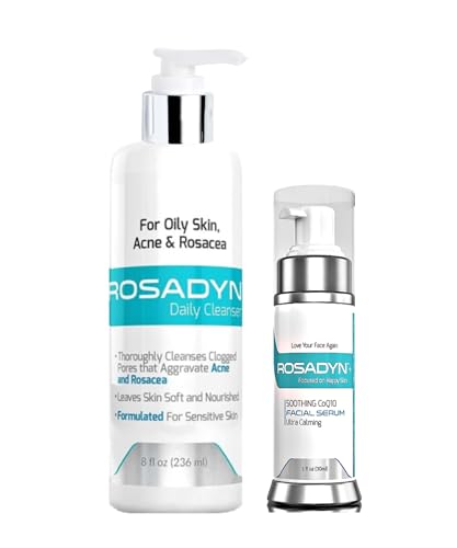 Rosadyn Rosacea Skin Care | Honey Gel Cleanser and Serum Set – Cleanses Pores and Oily Patches| Ideal for Facial Redness and Skin Sensitivity