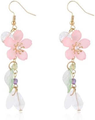 Pink Flower Earrings Spring Pink Cherry Blossom Flower floral Dangle Earrings for Women image 3