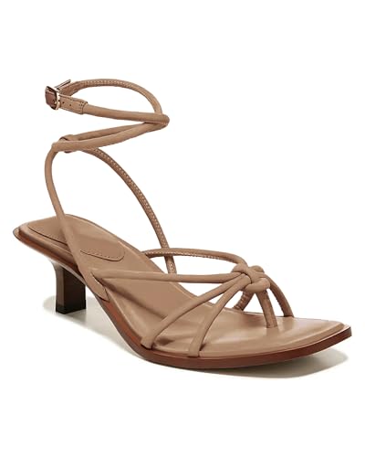 Image of Coutgo Womens Strappy Heels Sandals Thong Gladiator Square Open Toe Low Kitten Heeled Criss Cross Ankle Strap Summer Dress Wedding Shoes