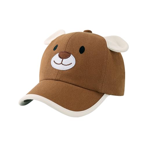 BAOPLAYKIDS Baby Bear Baseball Cap Toddler Boys Girls Sun Hat Kids Adjustable Cotton Caps Lightweight Trucker Hats 6-36M, Coffee Brown
