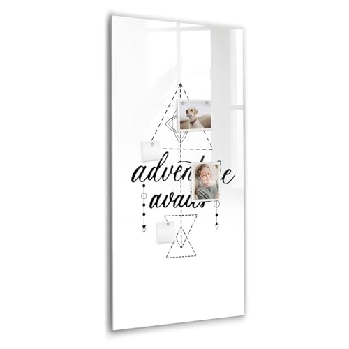 Tableau effaçable en verre magnétique 60x120 cm - Aventure pour organiser et créer