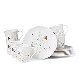 Lenox 894547 Butterfly Meadow Seasonal 12-Piece Dessert Set, Christmas Dinnerware