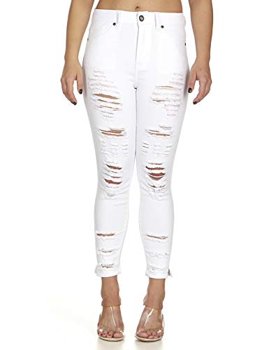 COVER GIRL Women's High Waisted Cute Ripped Fray Distressed Fit Skinny Juniors