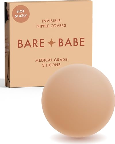 Bare Babe Silicone Non-Adhesive Nipple Covers for Women Reusable No Show | Breast Covers for Strapless Dress | Reusable Nipple Pasties | Not Sticky (Honey)