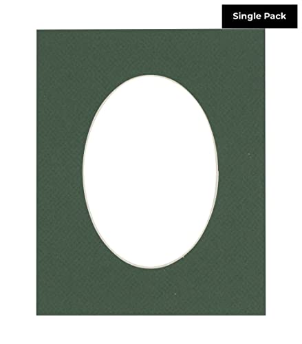 CountryArtHouse Hunter Green Acid Free 11x17 Oval Picture Frame Mat with White Core Bevel Cut for 8.5x11 Pictures - Fits 11x17 Frame - Pack of 1 Matboard Show Kit with Acid Free Backing & Clear Bag
