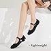 BABUDOG Womens Mary Jane Flats with Strap,Faux Suede Black Flats Shoes,Flats Shoes Women Dressy Comfortable(Black 07)
