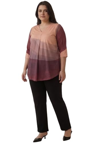 Image of AMYDUS Plus Size Women Printed Top | Centre Pleat for Tummy Flaws | Cloud Soft Fabric | V-Neck | High-Low Hem | Complete Hip Coverage | Plus Size Tops for Women | XL to 9XL