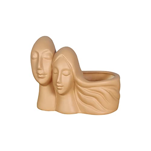 Image of Lasaki Couple Ginger Ceramic Pots for Indoor Plants, Planters, Flower, Pots, gamla, Outdoor, Balcony, Home, Garden, Office Decor, Succulent Pot(L - 16 X W - 10 X H - 14.5 cm)(Plants not Included)