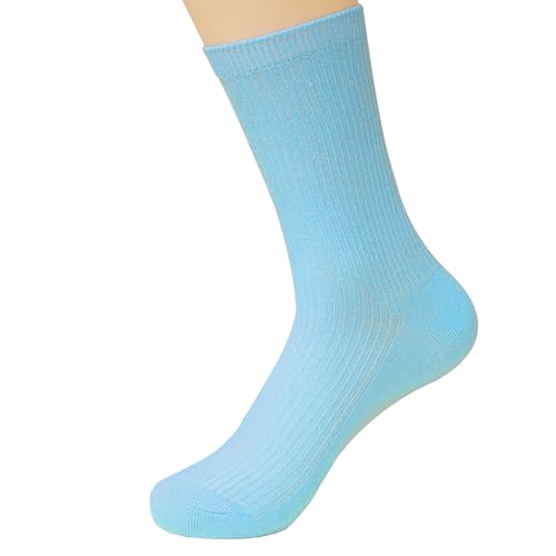 Women's Cotton Ankle Socks - Soft, Breathable Crew Socks in Light Blue, Regular Fit for Trouser and Dresses, Sizes 5 to 8