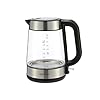 Amazon Basics Electric Kettle with Glass Carafe for Tea and Coffee, BPA-Free, Fast Boiling, Auto Shut-Off, Boil-Dry Protection, Water Level Indicator, 1.7 Liter, 1500W, Black and Silver