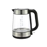Amazon Basics Electric Kettle with Glass Carafe for Tea and Coffee, BPA-Free, Fast Boiling, Auto Shut-Off, 1.8 Quarts, 1500W, Black and Silver