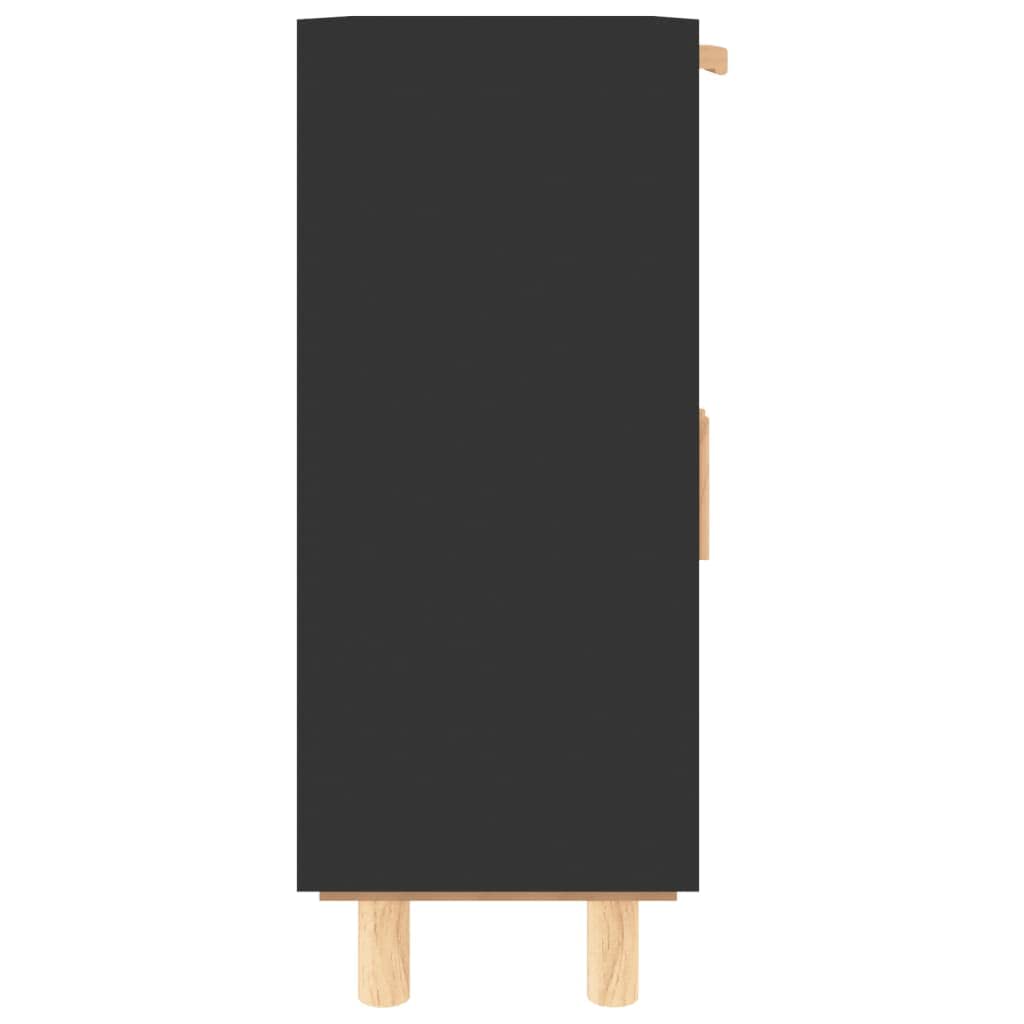 vidaXL Buffet Armoire de Rangement Organisateur de Maison Meuble de Salle de Séjour Intérieur Noir 60x30x75 cm Bois de Pin Massif et Rotin Naturel