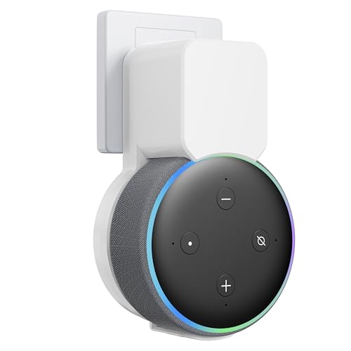 Image of Wall Mount Holder for Dot 3rd Generation, Space Saving Accessories Smart Home Speakers, Clever Dot(3rd Gen) Accessories with Built-in Cable Management Without Messy Wires-White