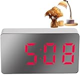 NBOFOL Sveglia digitale a LED (rosso), mini display a LED con data e ora, sveglia digitale da comodino, piccolo orologio elettrico a LED da scrivania per camere da letto, viaggi e camera da letto