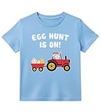 Tstars St. Patricks Day Shirt Funny Irish Clover Easter Bunny Eggs Infant Toddler Youth Kids T-Shirt, Easter Tractor/California Blue (4T)