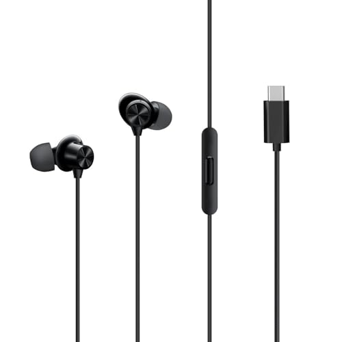 Image of Type-C Earphones for Samsung Galaxy A56 5G / A 56 Earphones Original Like Wired in-Ear Headphones Stereo Deep Bass Headset Earbud with Type-C Audio Jack, Mic (C131-3, Black)