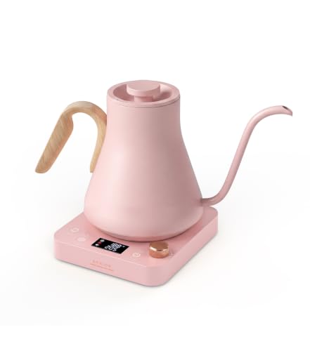 Epeios Gooseneck Electric Kettle with Temperature Control,1200W,0.9L,Pink