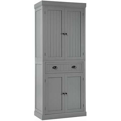 COSTWAY Tall Kitchen Cupboard with Storage Cover