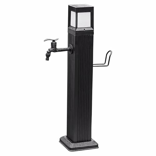 XBTGS Rubinetto a colonna d'acqua da giardino quadrato verticale per esterni, fontana ad energia solare, illuminata, idrante resistente all'inverno, per decorazioni paesaggistiche e gas, rubinetto a